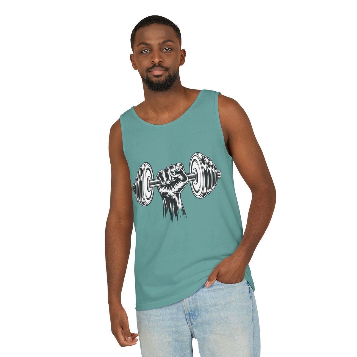 Weightlifting Fist Tank Top — Dumbbell Gym Muscle Workout Tank Printify
