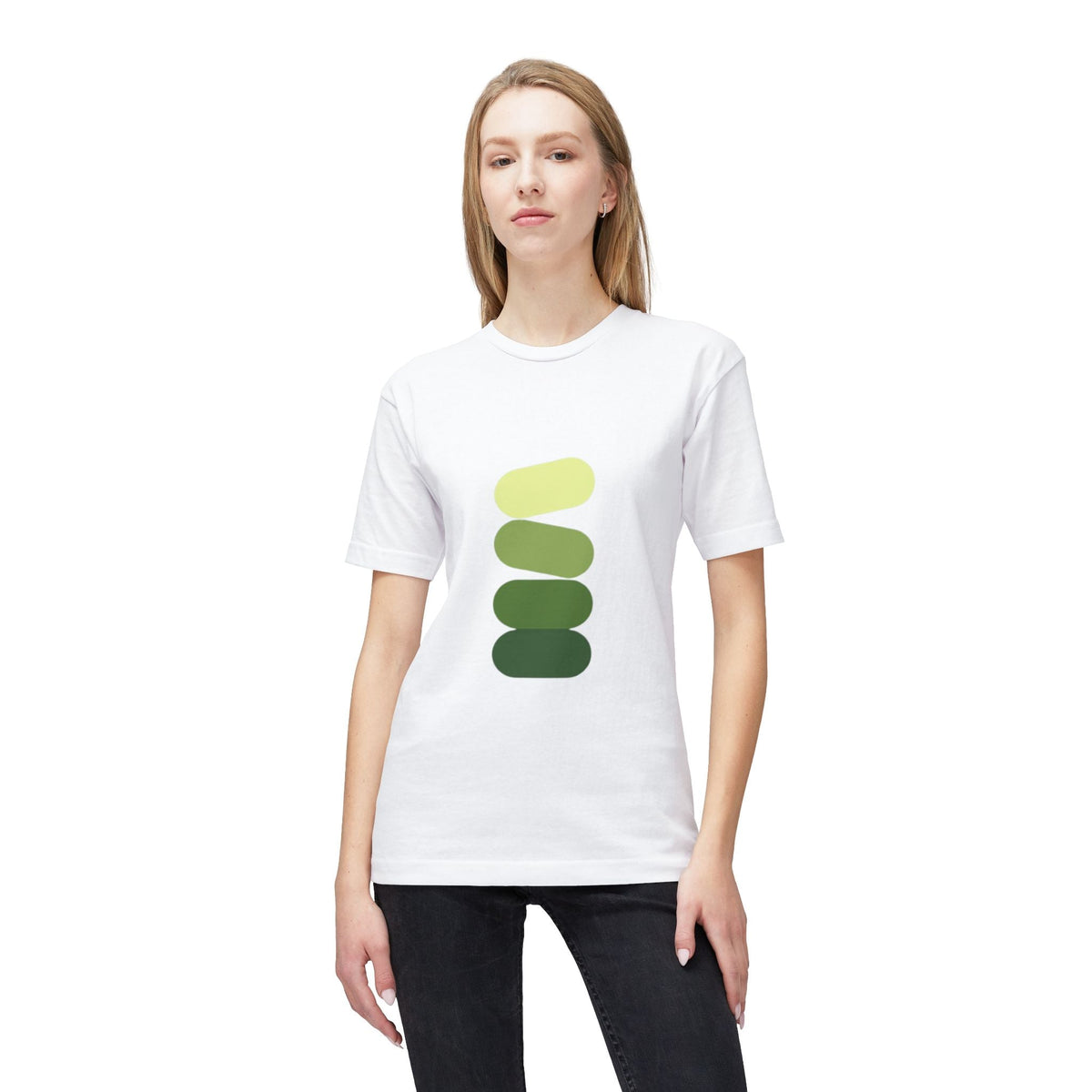 Minimal Green Stack T-Shirt — Abstract Stacked Stones Graphic Printify