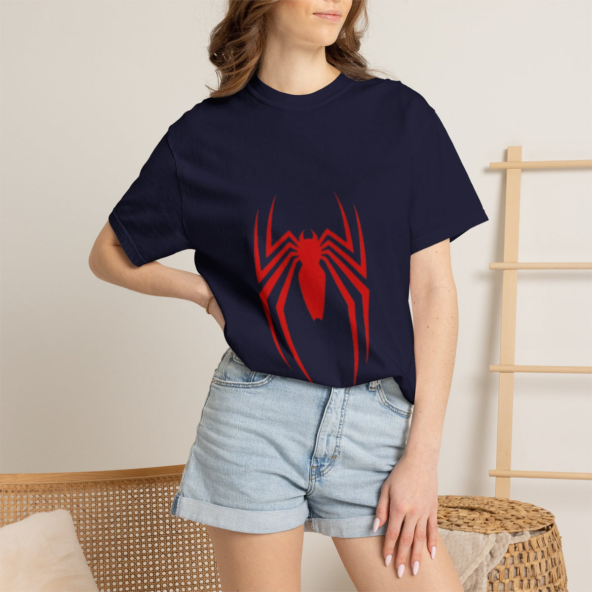 Spider Emblem T‑Shirt — Red Arachnid Graphic Tee Printify