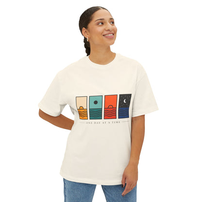 Day & Night Minimalist Graphic Tee — "One Day at a Time" Printify