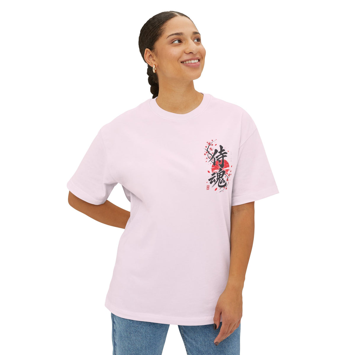 Samurai Spirit Tee — Japanese Calligraphy Chest Print Printify