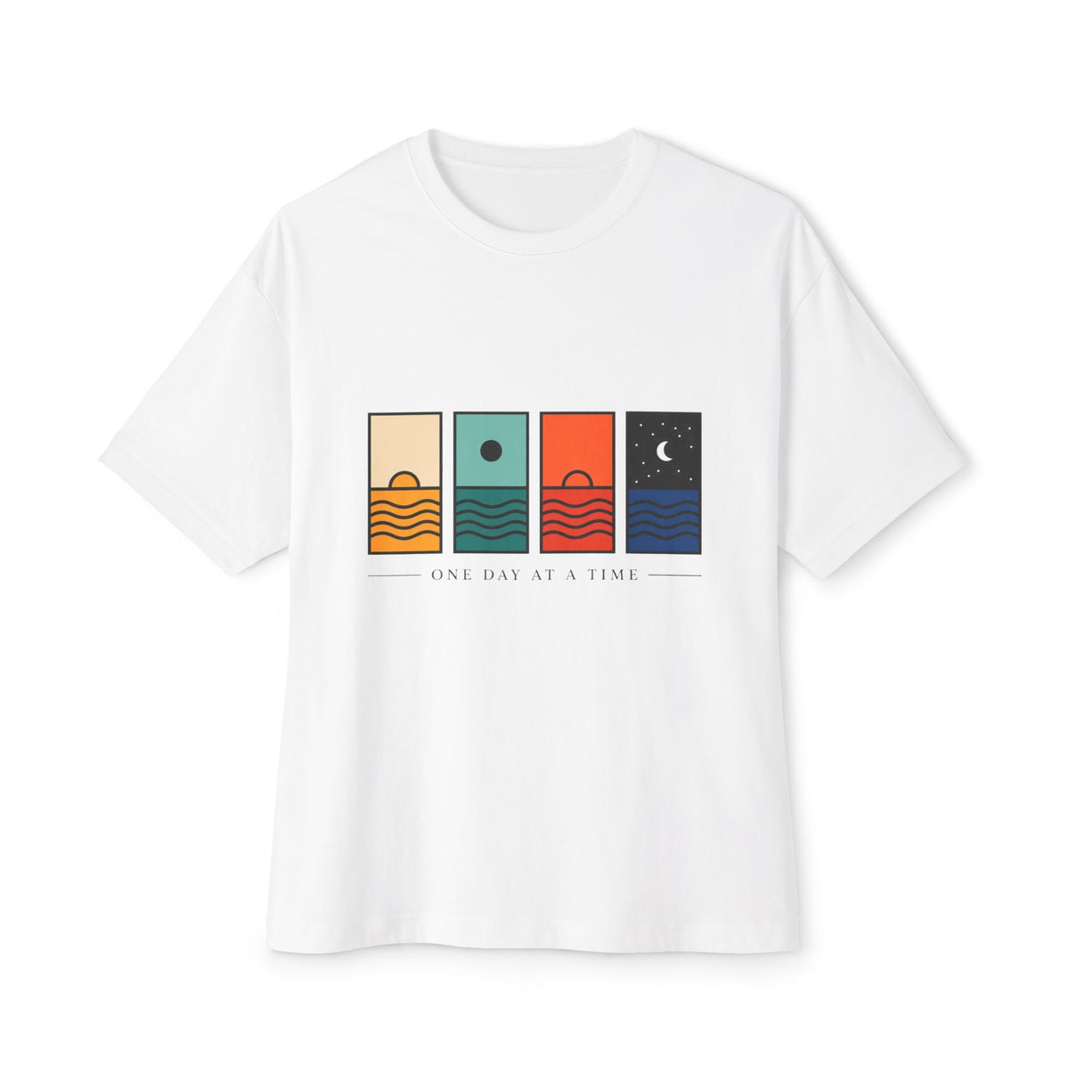 Day & Night Minimalist Graphic Tee — "One Day at a Time" Printify