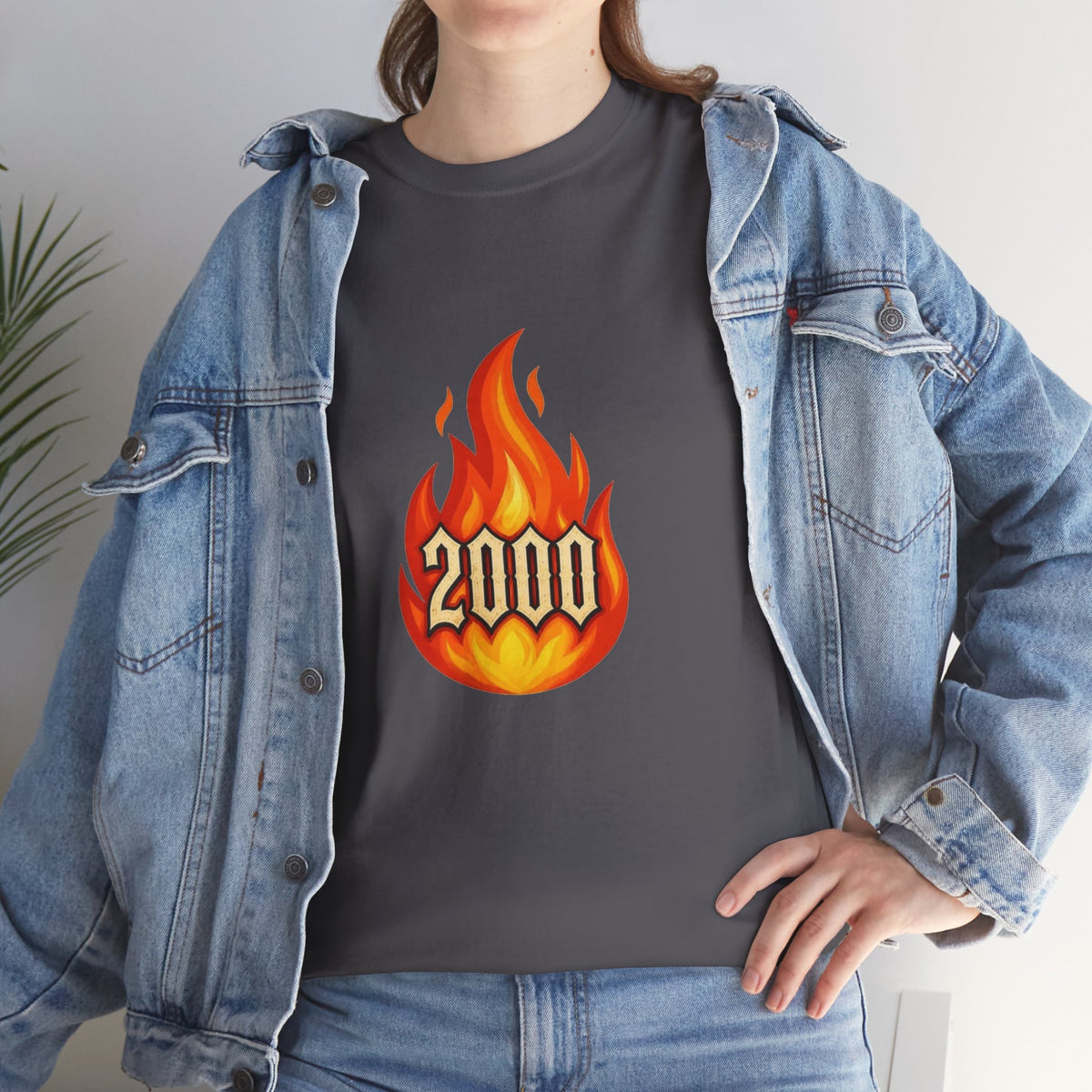 2000 Flame Graphic Tee — Retro Y2K Flame Shirt Printify