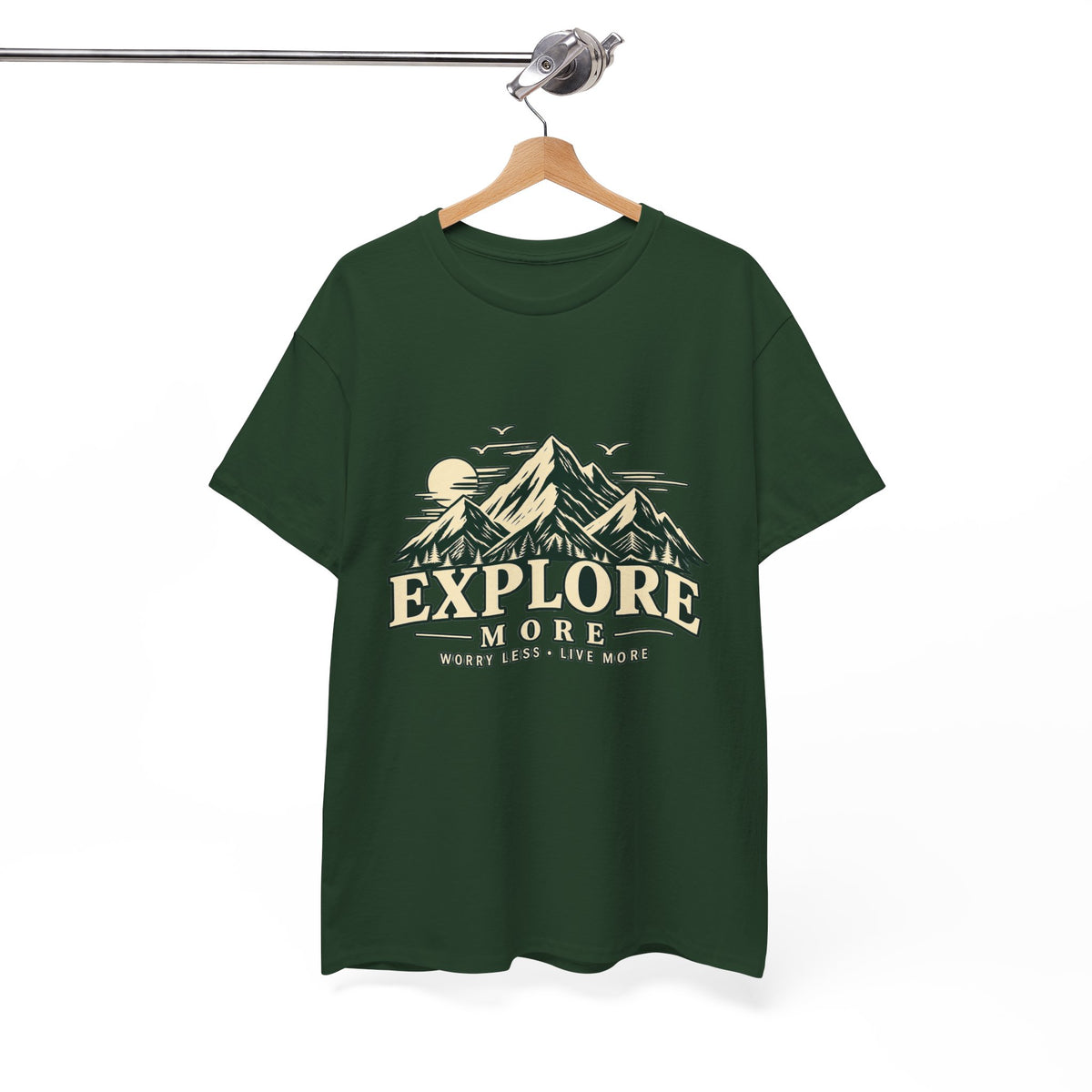Explore More Mountain T-Shirt — Adventure Outdoors Tee ("Explore More" Design) Printify