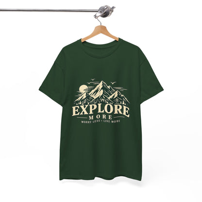 Explore More Mountain T-Shirt — Adventure Outdoors Tee ("Explore More" Design) Printify