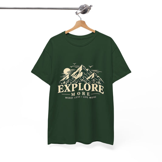 Explore More Mountain T-Shirt — Adventure Outdoors Tee ("Explore More" Design) Printify