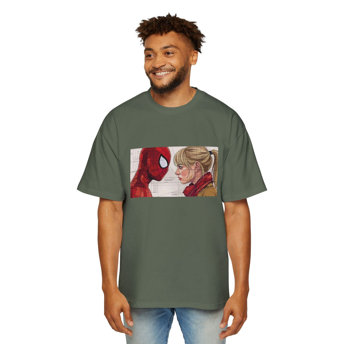 Graphic Tee — Romantic Superhero Front & Web-Swing Back Printify