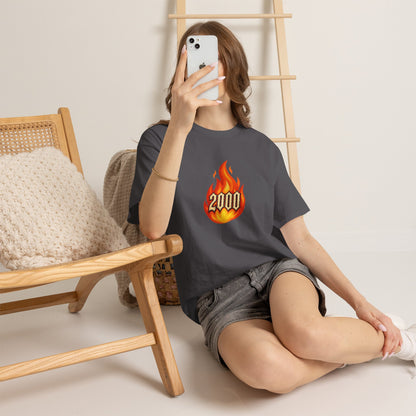2000 Flame Graphic Tee — Retro Y2K Flame Shirt Printify